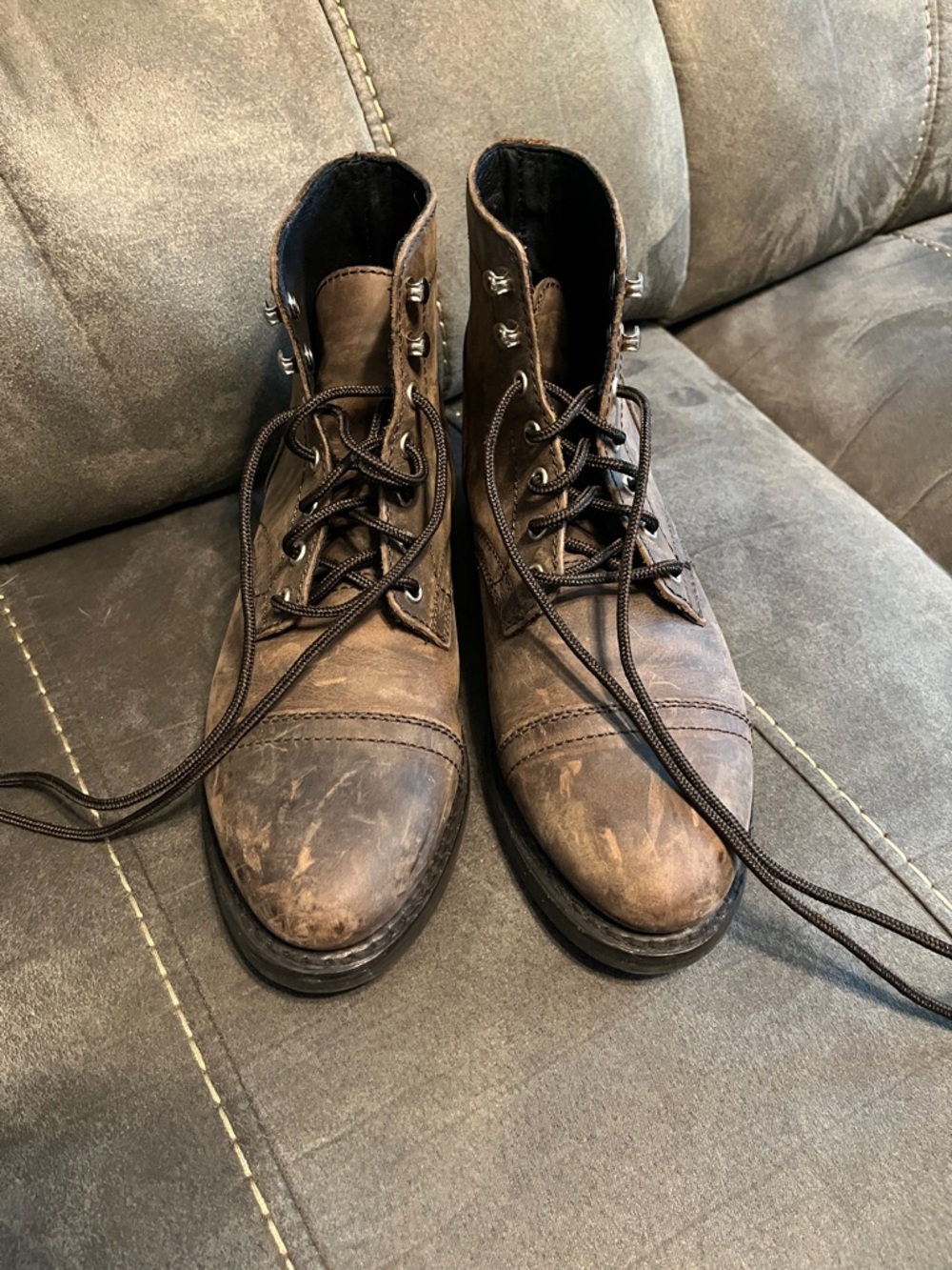 Thursday Boots - Women’s Distressed Brown Leather Lace-Up Boots